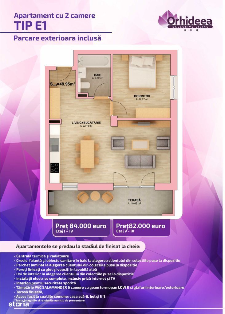 Apartament 2 camere Pret Oferta 78.000 euro Orhideea - Doamna Stanca