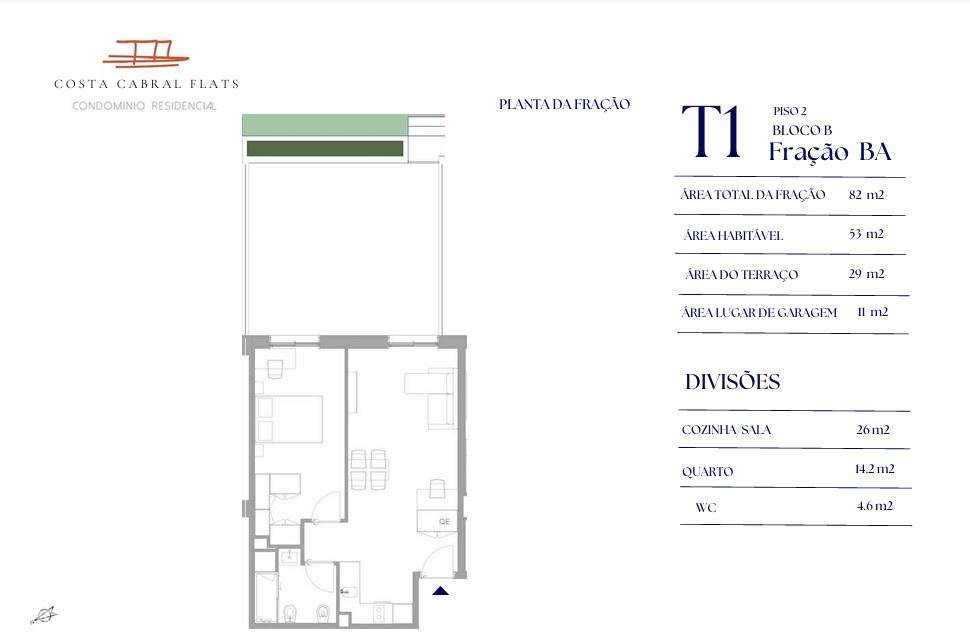 Apartamento T1 em construção, no empreendimento Costa Cabral Flats-3