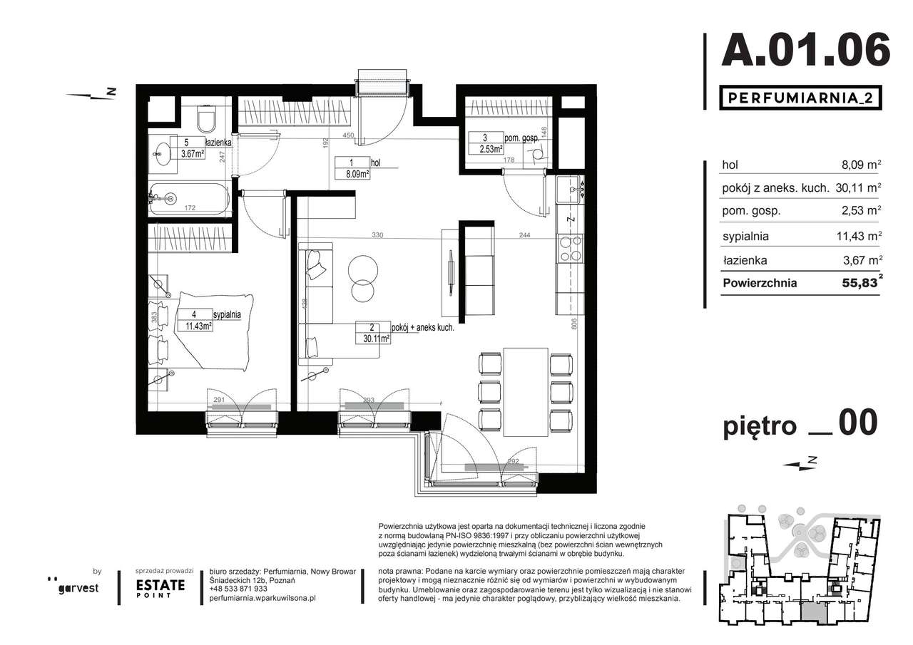 Perfumiarnia 2 | mieszkanie 55,35  m² | A.01.06 - Pełny obrazek: 2/9