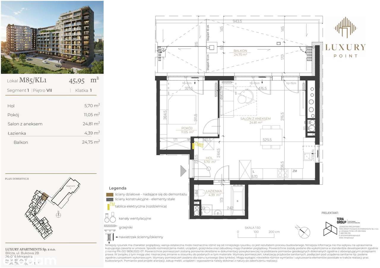 2-pokojowe mieszkanie 45m2 + balkon Bez Prowizji - Pełny obrazek: 2/7