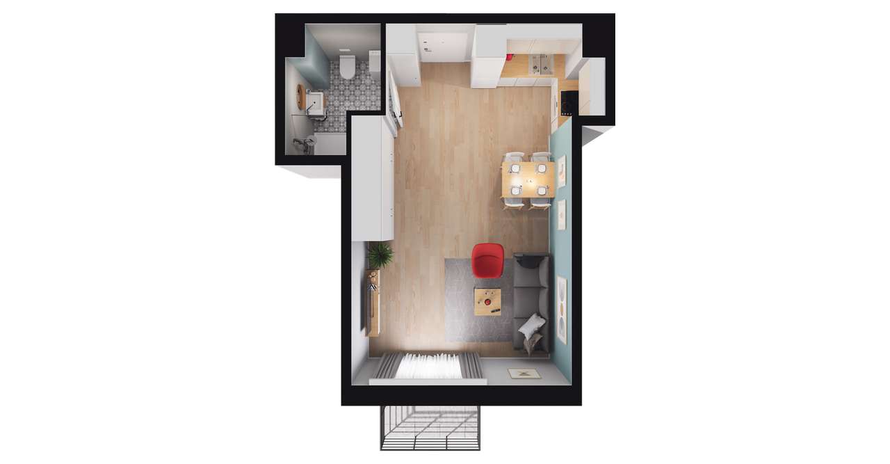 1-pokojowe mieszkanie 33m2 + balkon Bez Prowizji - Pełny obrazek: 2/8