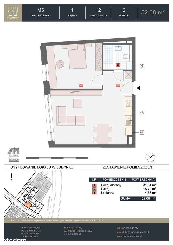 2-pokojowe mieszkanie 52m2 Bezpośrednio - Pełny obrazek: 2/7