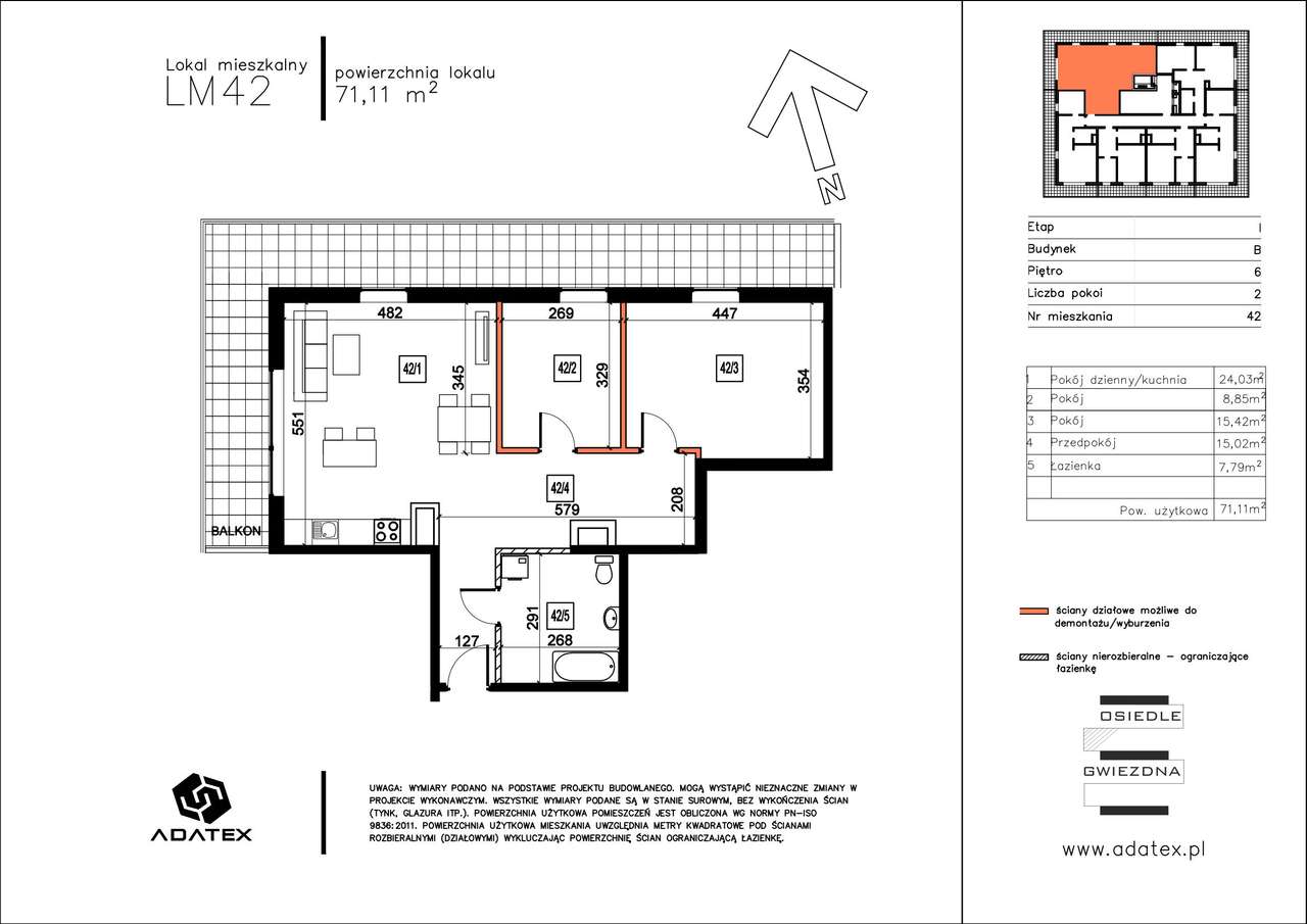 Osiedle Gwiezdna | mieszkanie 3-pok. | B42 - Pełny obrazek: 2/9
