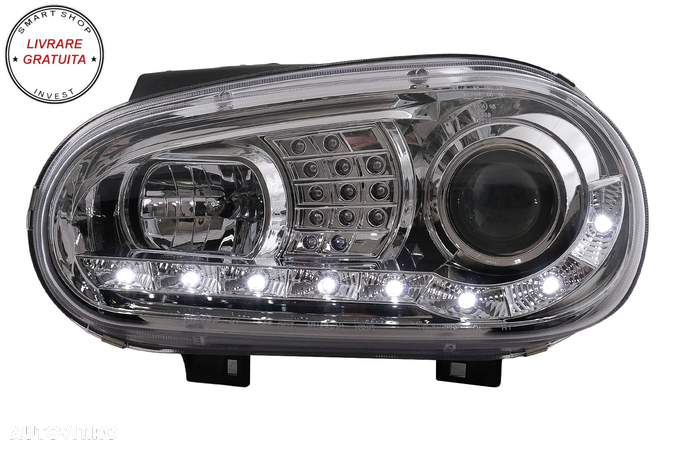 Faruri LED DRL VW Golf IV 4 (09.1997-09.2003) Crom- livrare gratuita - 9