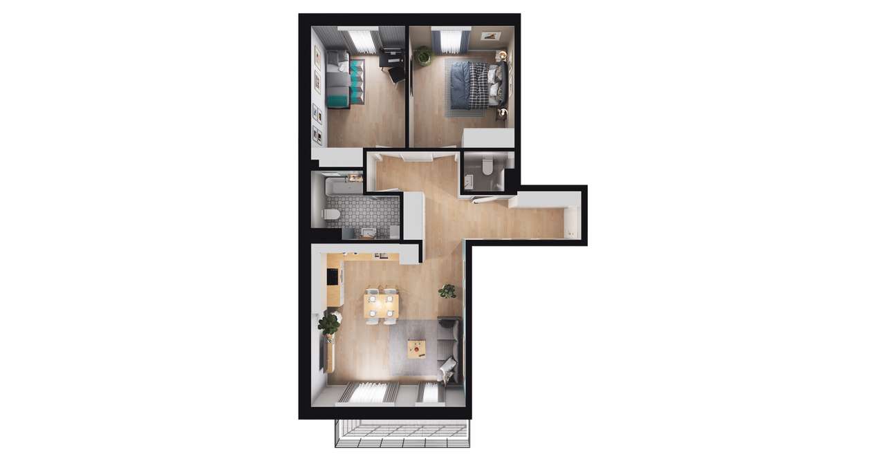 3-pokojowe mieszkanie 69m2 + balkon - Pełny obrazek: 2/8