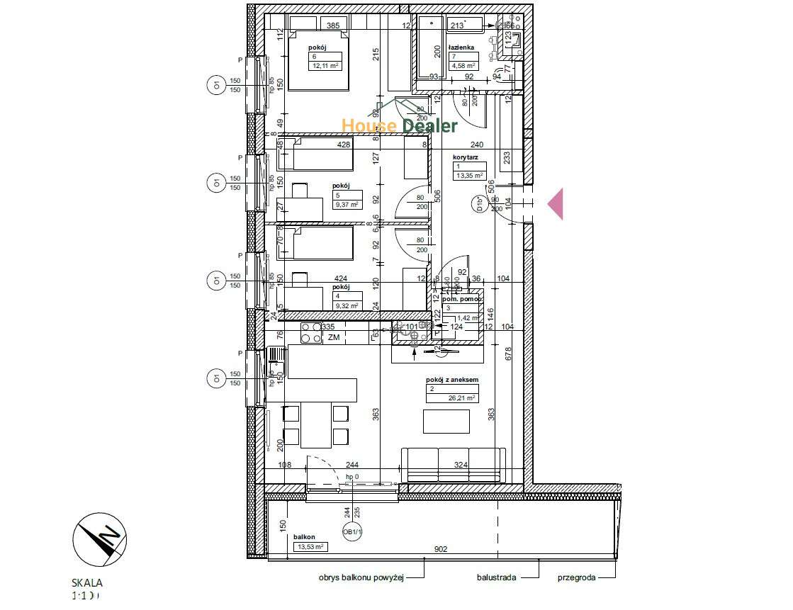 Przestronne mieszkanie z balkonem 4 pokoje 76m2-3