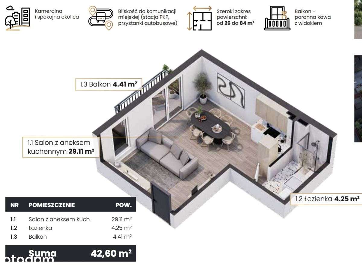 Przytulne 2-pokojowe mieszkanie z balkonem Kraków - Pełny obrazek: 5/5