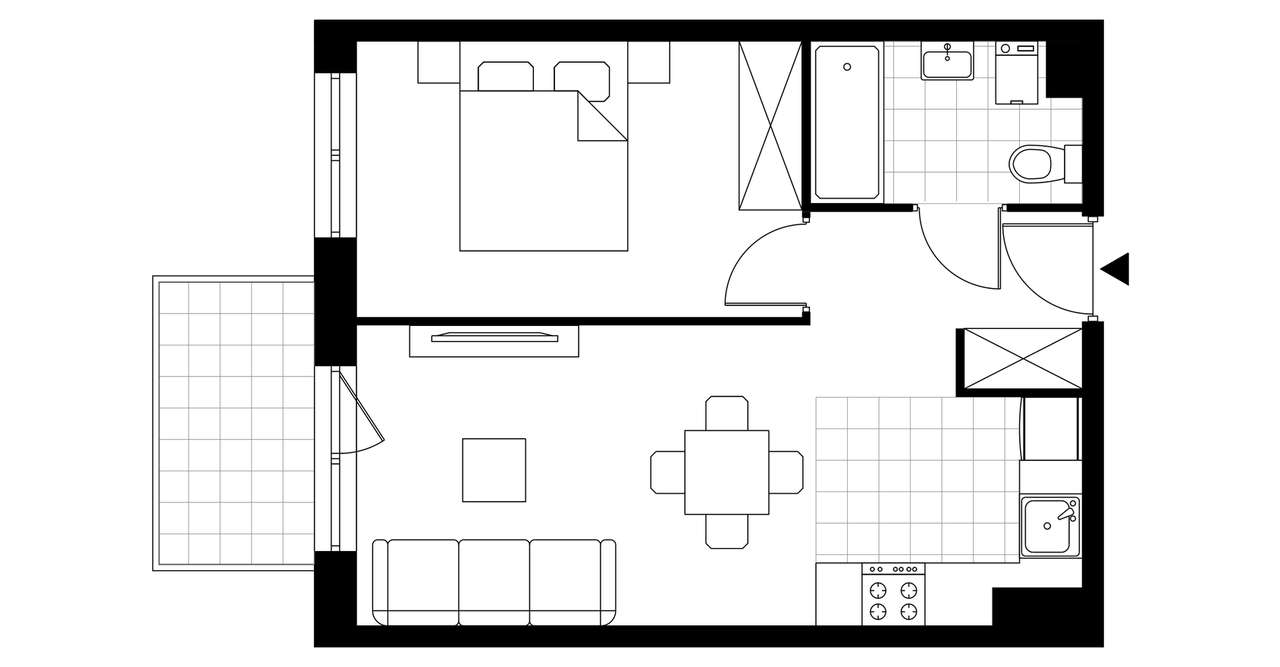 2-pokojowe mieszkanie 36m2 + balkon Bezpośrednio - Pełny obrazek: 3/8