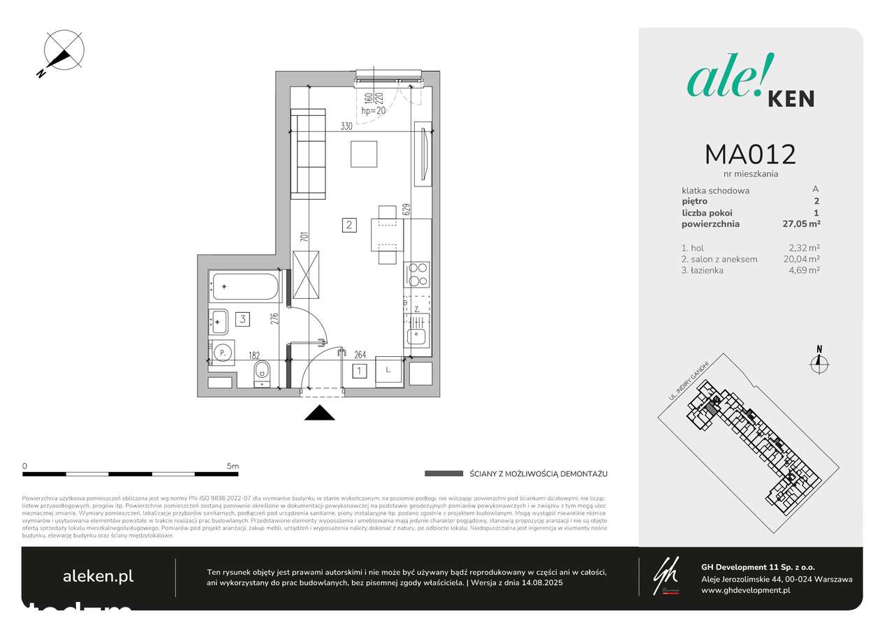 1-pokojowe mieszkanie 27m2 Bez Pośredników - Pełny obrazek: 2/7