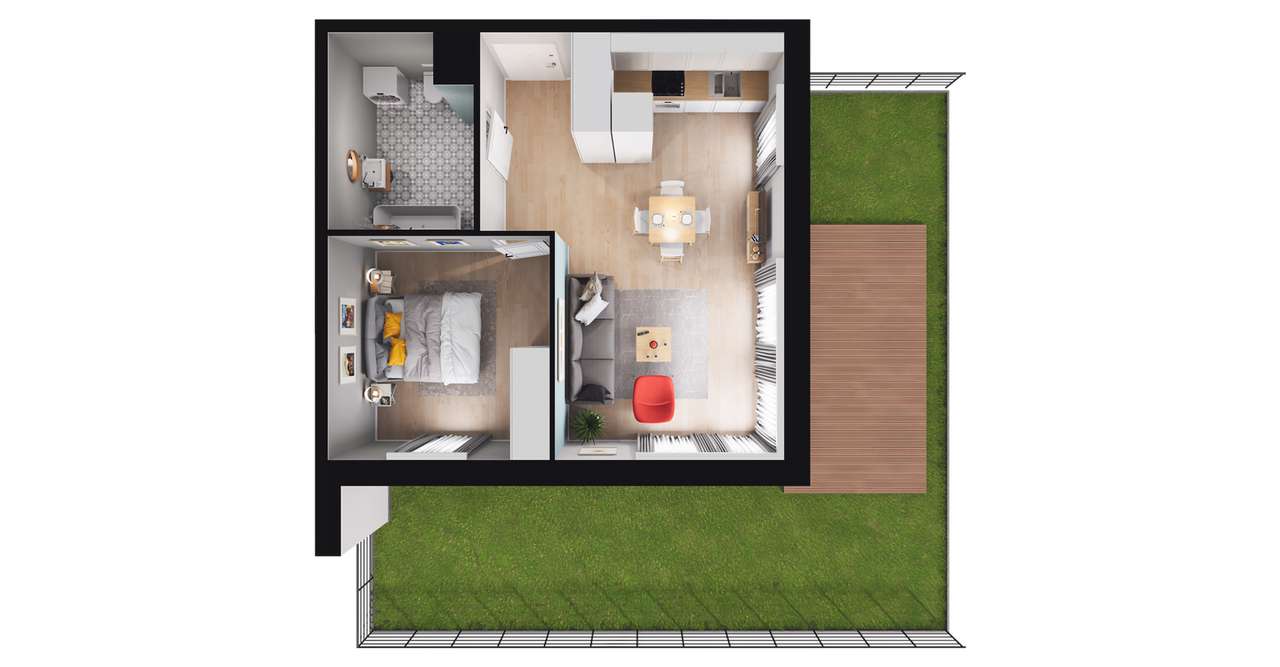 2-pokojowe mieszkanie 43m2 + ogródek Bez Prowizji - Pełny obrazek: 3/9