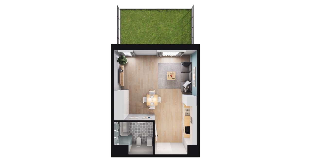 1-pok. mieszkanie 33m²+ogródek | gotowe do odbioru - Pełny obrazek: 2/8