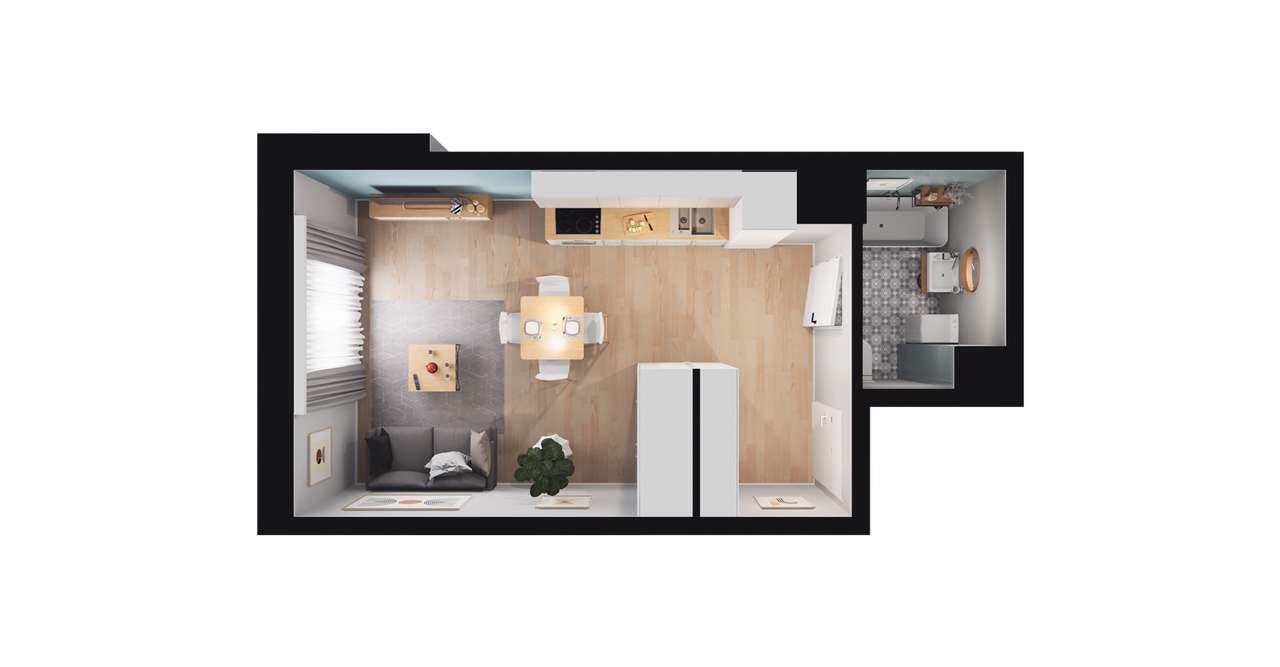 1-pokojowe mieszkanie 26m2 Bez Prowizji - Pełny obrazek: 2/8