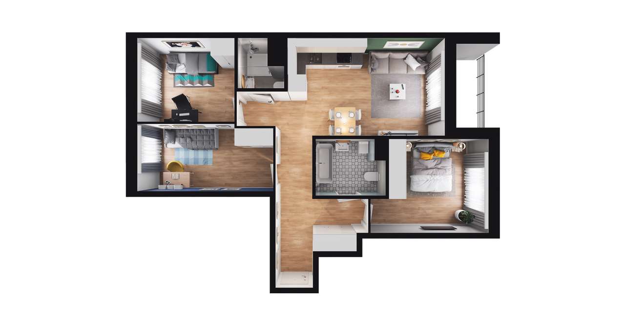 4-pokojowe mieszkanie 72m2 + loggia Bez Prowizji - Pełny obrazek: 3/9