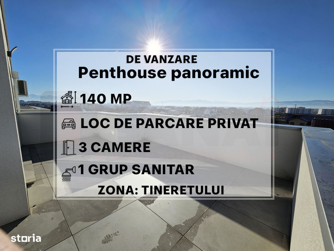 Penthouse nou cu 3cam., Panoramic, Bucatarie mobilata, parcare |VIDEO