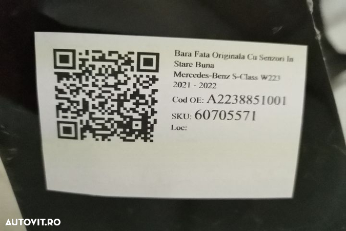 Bara Fata Originala Cu Senzori In Stare Buna Mercedes-Benz S-Class W223 2021 2022 A2238851001 - 8