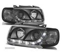 FARÓIS COM LUZ DIURNA LED PARA VOLKSWAGEN VW POLO 94-99 FUNDO PRETO - 1