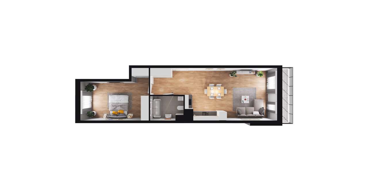 2-pokojowe mieszkanie 56m2 + balkon Bez Prowizji - Pełny obrazek: 2/8