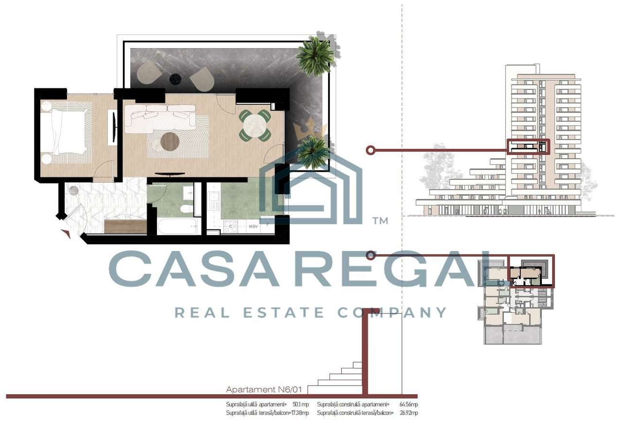 Apartament 2 camere, bloc exclusivist, 50.10 mp utili + 17.33 mp teras-2