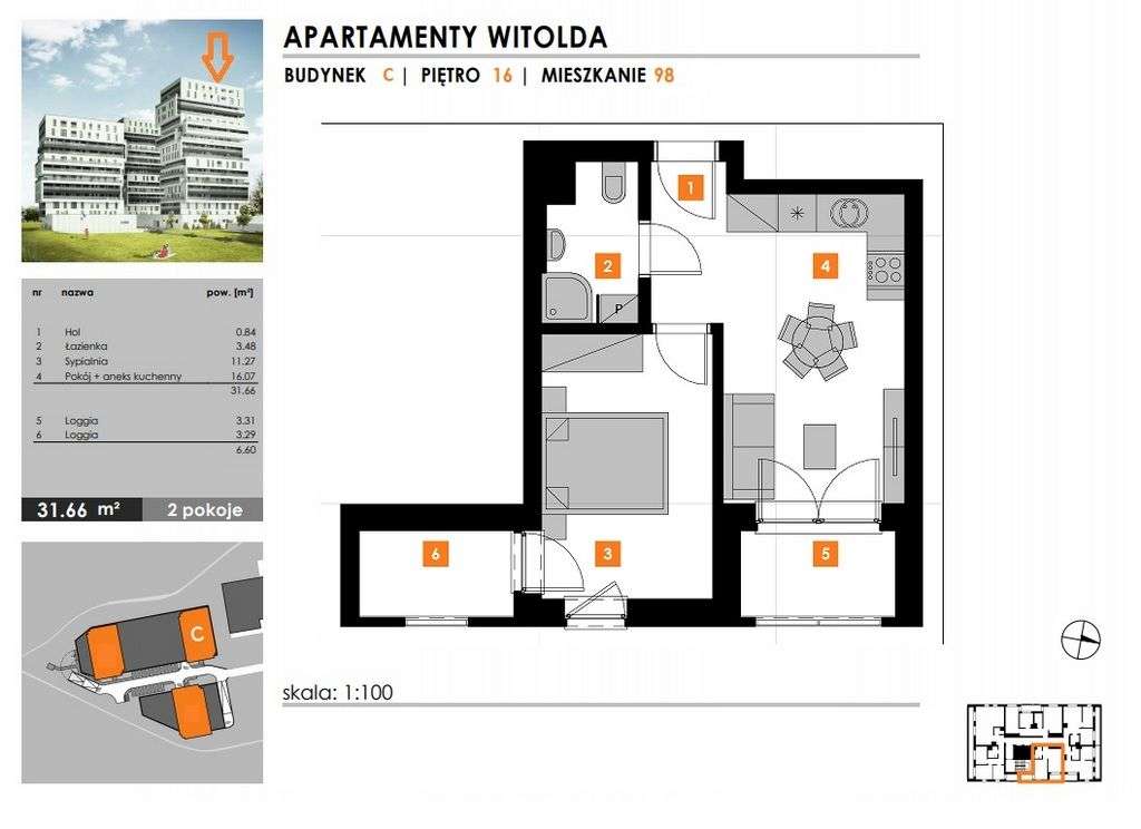 2 pokoje - APARTAMENT - 32m2 - PANORAMA MIASTA !!!