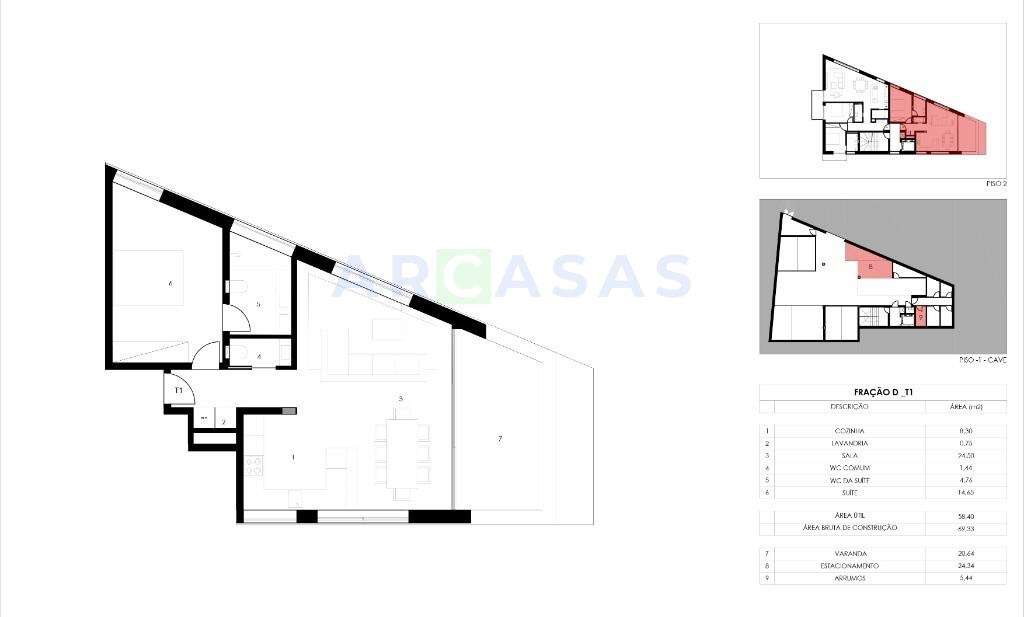 Apartamento T1 com terraço e lugar de garagem em São Cosme, Gondomar-9