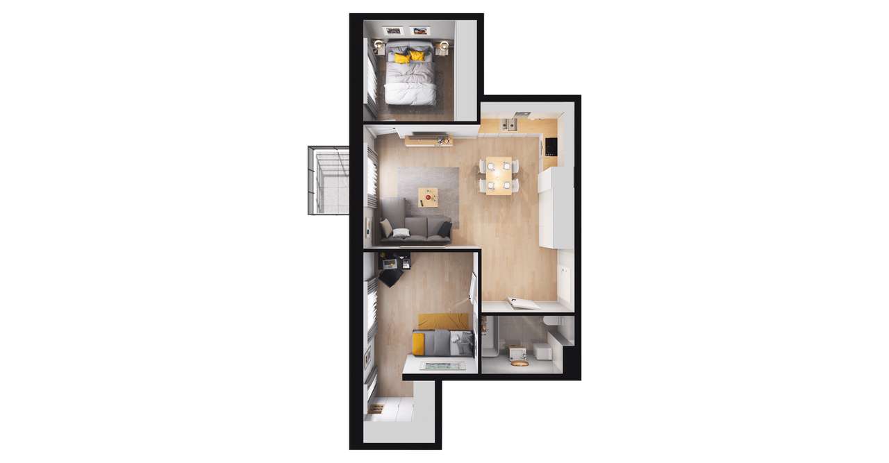 3-pokojowe mieszkanie 53m2 + balkon Bez Prowizji - Pełny obrazek: 2/8