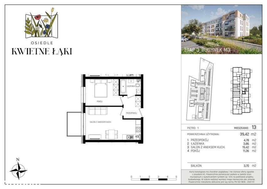 2-pokojowe mieszkanie 39m2 Bezpośrednio - Pełny obrazek: 2/6