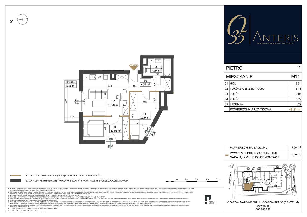 Mieszkanie o pow.48,21m2+balkon Ożarów maz Centrum ul.Ożarowska 35-1