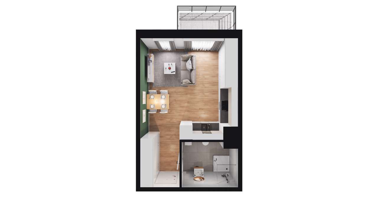 1-pokojowe mieszkanie 29m2 + balkon Bezpośrednio - Pełny obrazek: 2/8