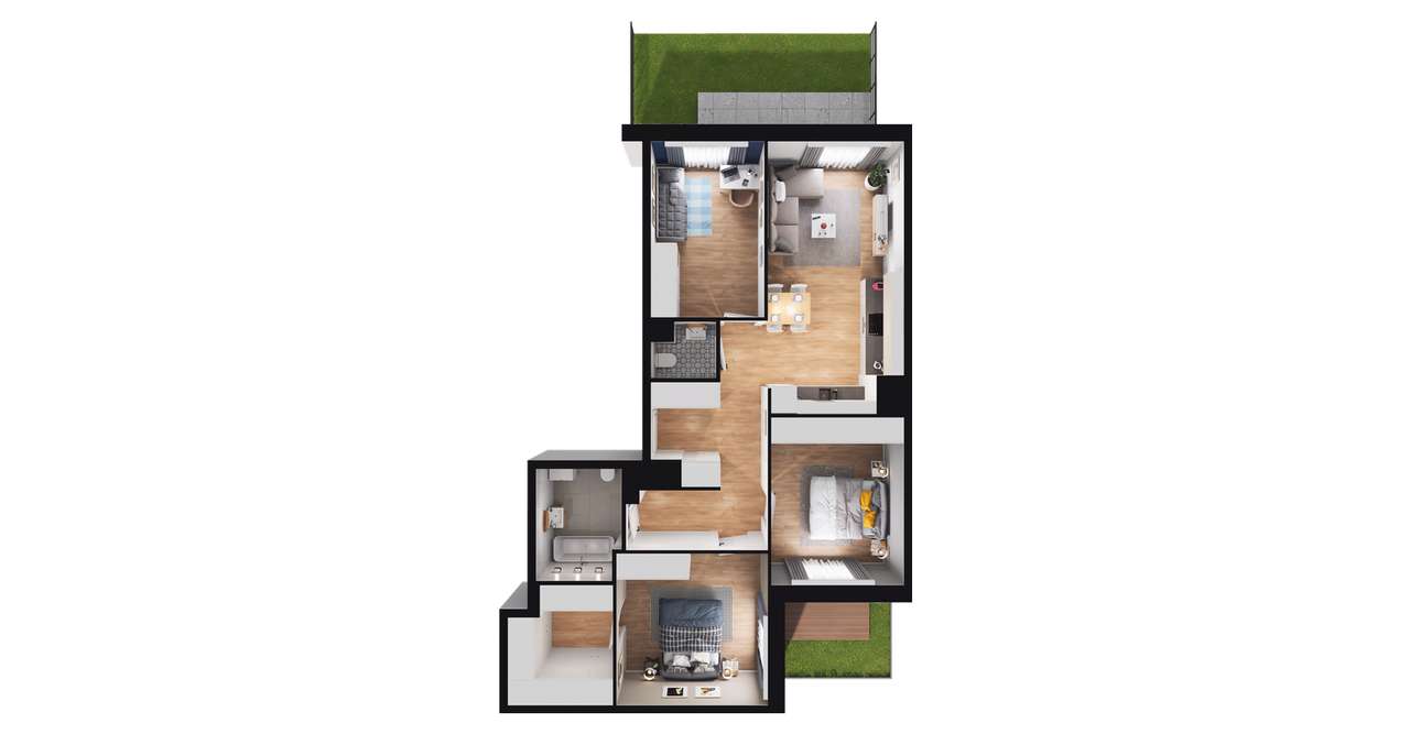 4-pokojowe mieszkanie 80m2 + ogródek Bezpośrednio - Pełny obrazek: 2/8