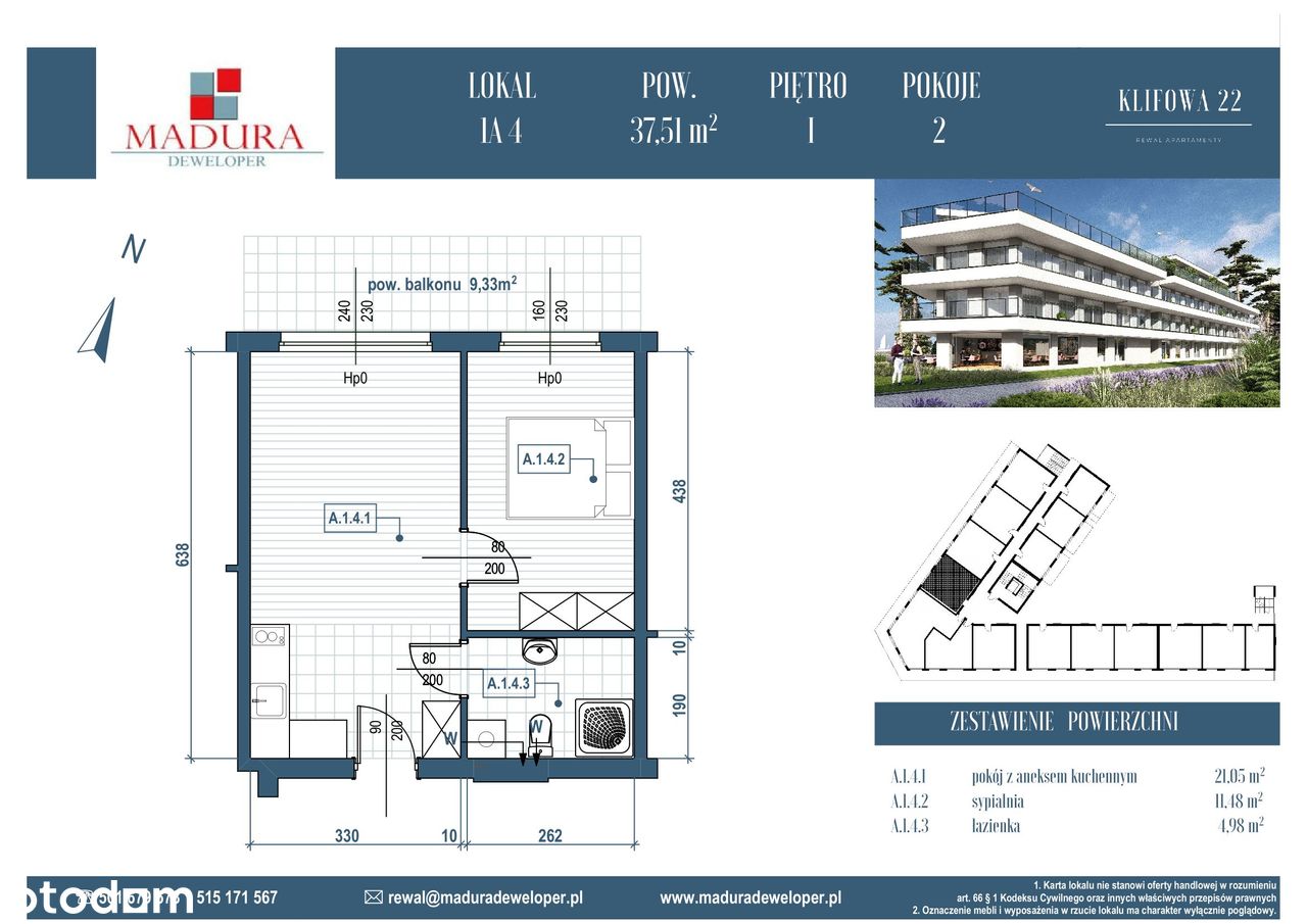 Rewal ul. Klifowa 22 | apartament 2-pok. | A.1.4