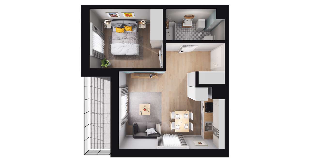 2-pokojowe mieszkanie 36m2 + balkon Bezpośrednio - Pełny obrazek: 2/8