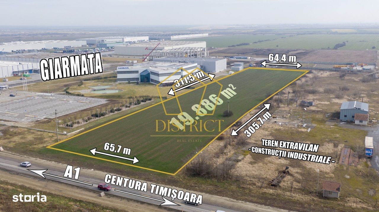 Teren Industrial - Comercial 2ha la soseaua principala | Giarmata