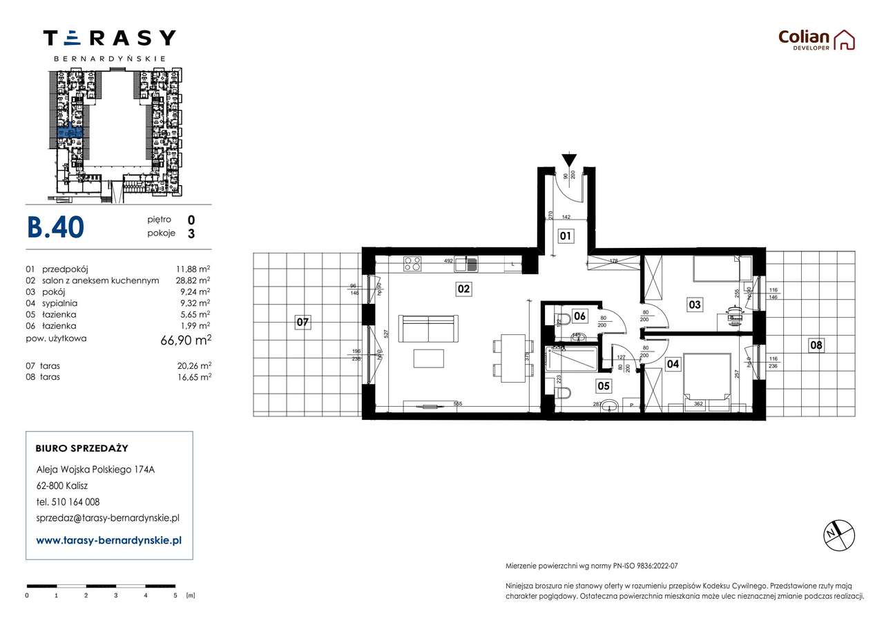 3-pokojowe mieszkanie 67m2 + 2 tarasy - Pełny obrazek: 2/7