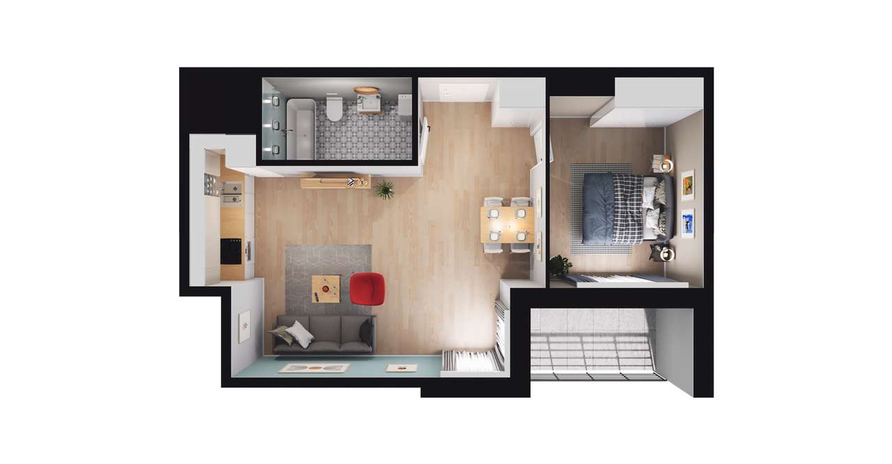 2-pokojowe mieszkanie 50m2 + loggia Bez Prowizji - Pełny obrazek: 2/8