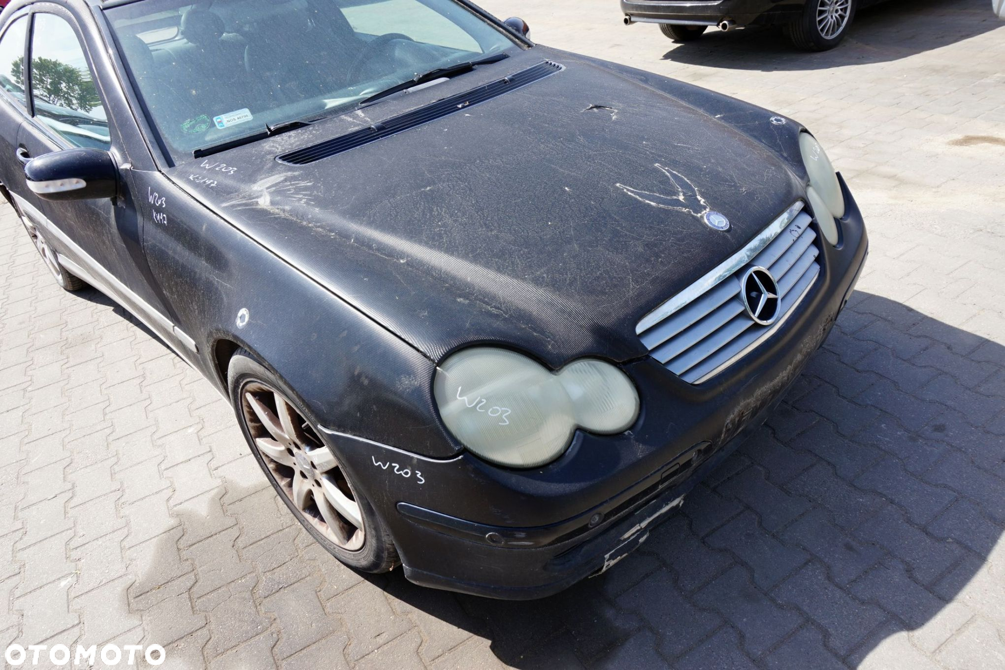 MASKA ZDERZAK BŁOTNIKI LAMPY C-KLASA W203 197  MERCEDES 2000-2007 CZARNY PRZÓD KOMPLETNY - 3