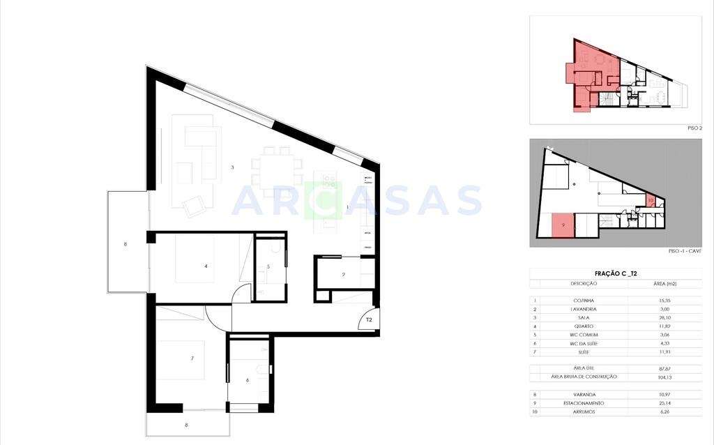 Apartamento T2 com terraço e lugar de garagem em São Cosme, Gondomar-18