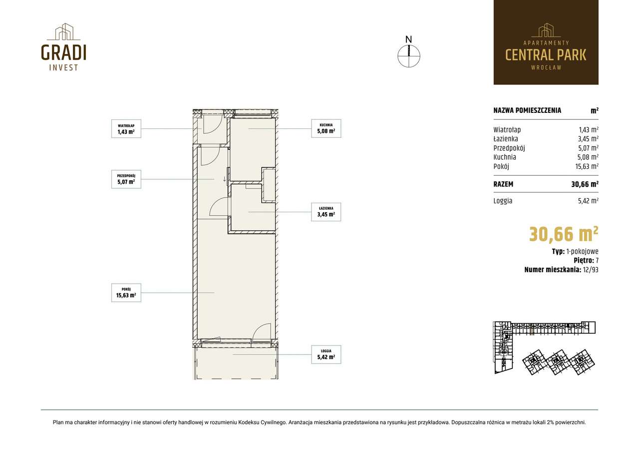 1-pokojowe mieszkanie 30m2 + balkon Bez Prowizji - Pełny obrazek: 2/7