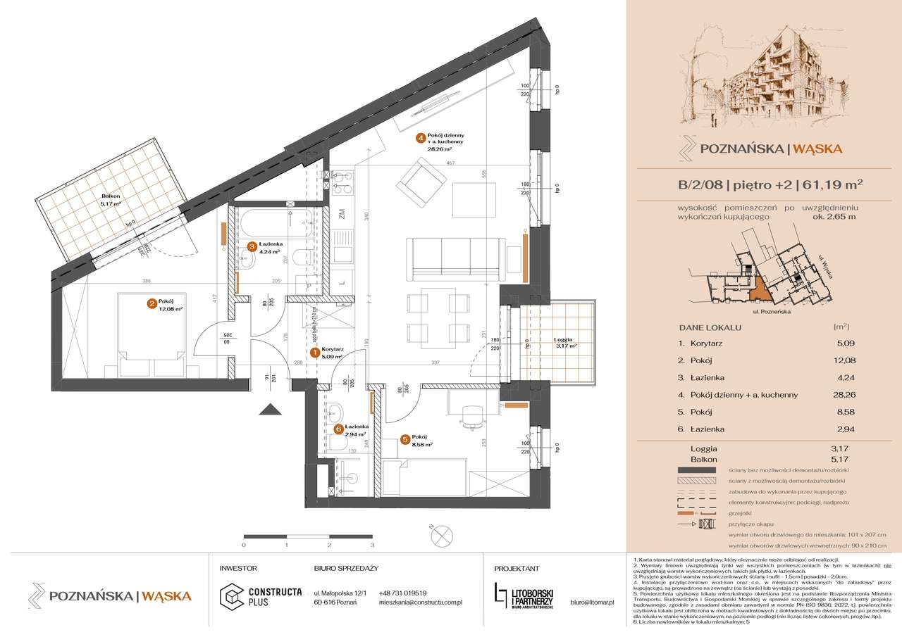 3-pokojowe mieszkanie 61m2 + balkon Bezpośrednio - Pełny obrazek: 2/7