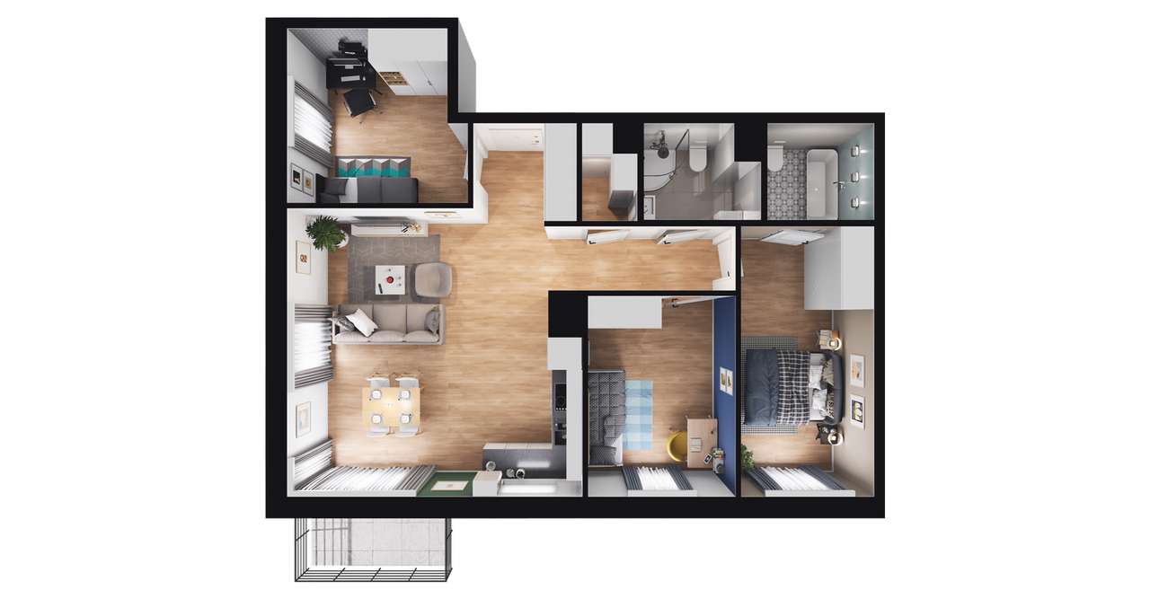4-pokojowe mieszkanie 75m2 + balkon - Pełny obrazek: 2/8