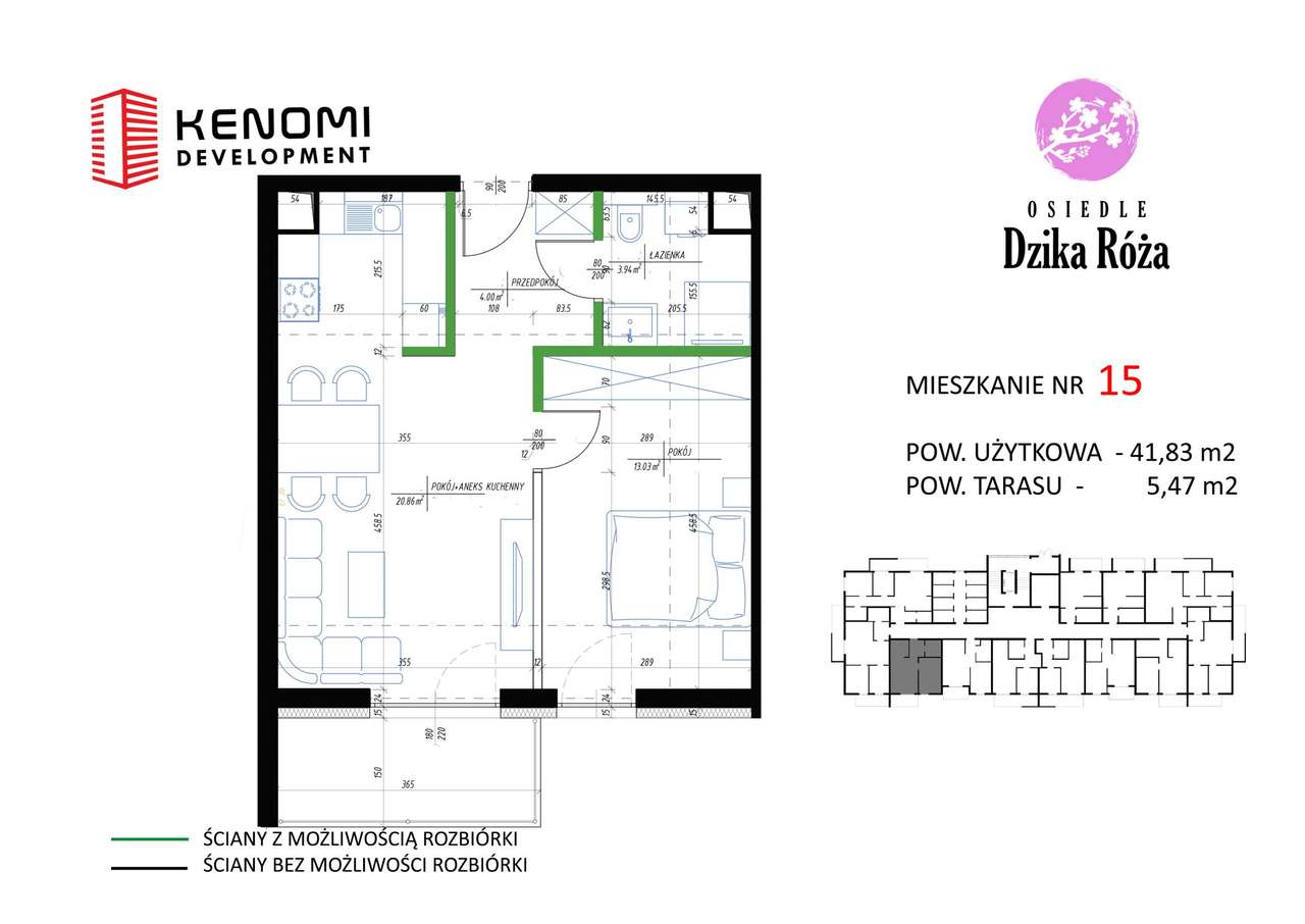 2-pokojowe mieszkanie 42m2 + taras Bez Pośredników - Pełny obrazek: 2/4