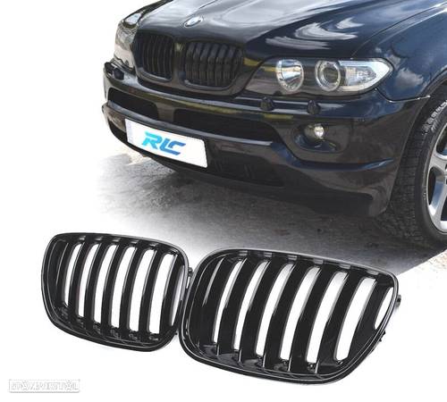 GRELHAS FRONTAIS PARA BMW X5 E53 03-07 PRETO BRILHANTE - 1