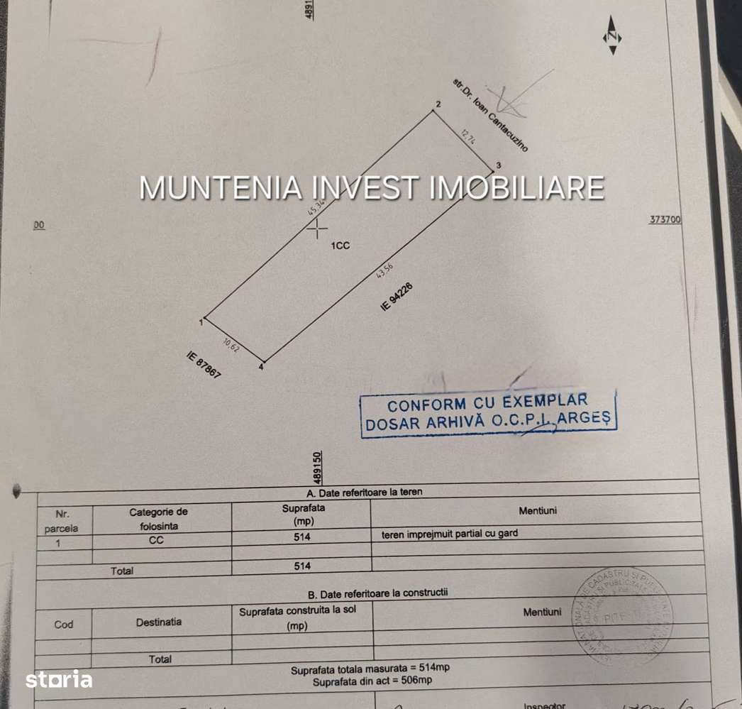 Teren 514 mp. intravilan, Zona Spitalul Militar-5