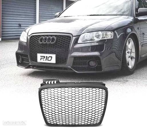 GRELHA FRONTAL PARA AUDI A4 B7 LOOK RS PRETO MATE - 1