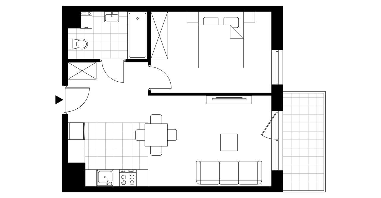 2-pokojowe mieszkanie 42m2 + balkon Bez Prowizji - Pełny obrazek: 3/6