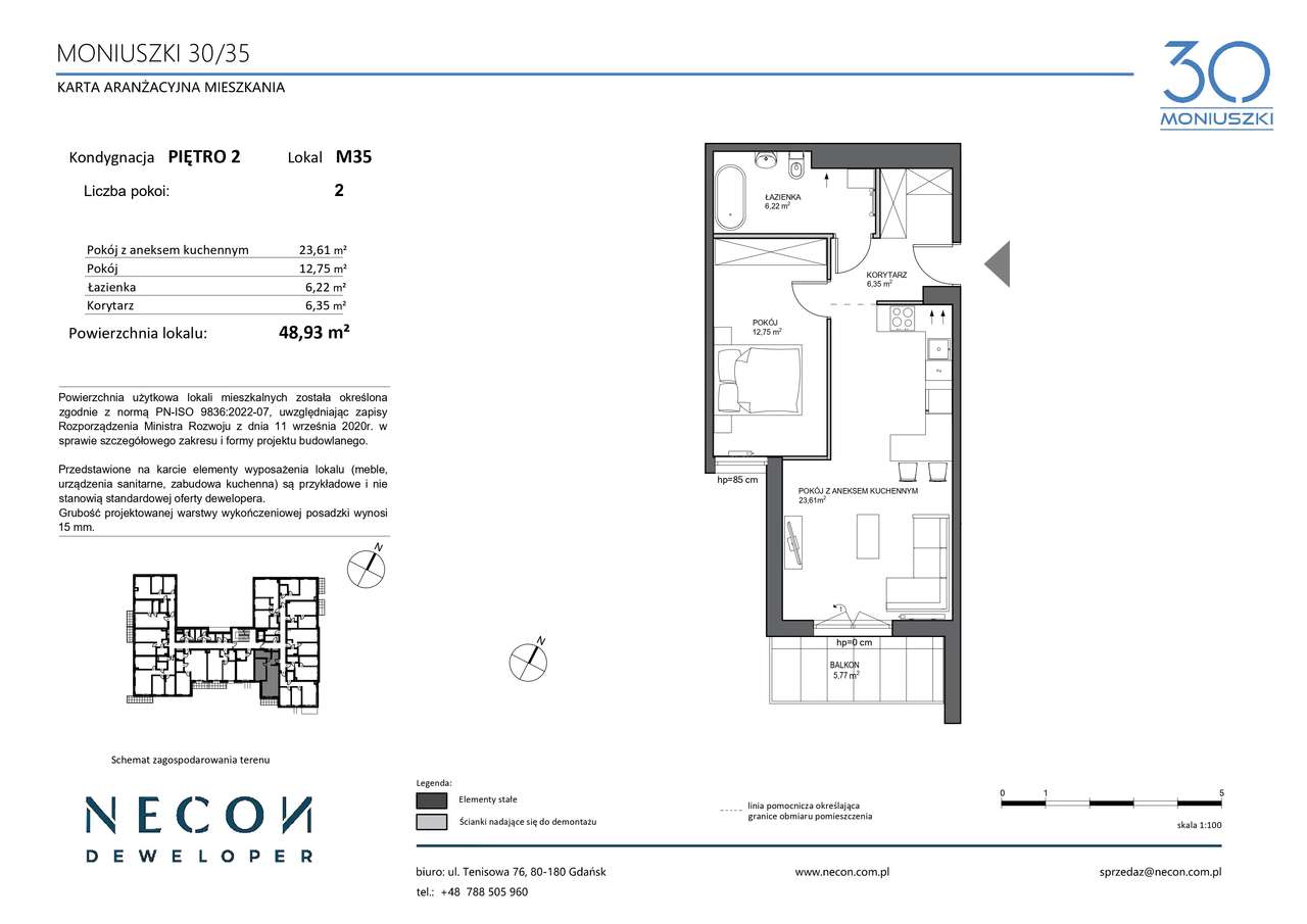 2-pokojowe mieszkanie 48,93 m2 MONIUSZKI 30/35 - Pełny obrazek: 2/8