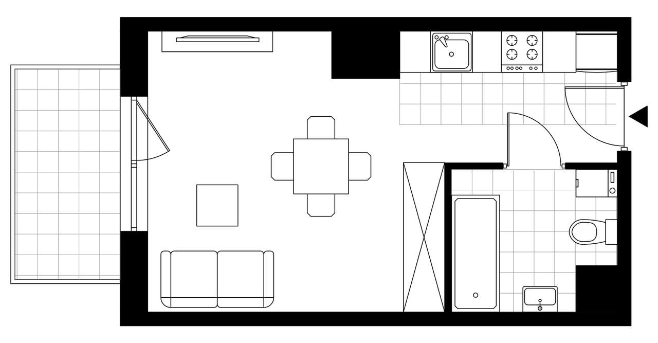 1-pokojowe mieszkanie 26m2 Bez Prowizji - Pełny obrazek: 3/8