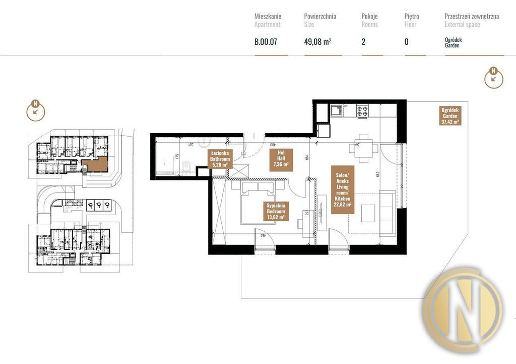 Zabłocie|Ocean Apartments|49,08m2|2 pok|Eng|Ua