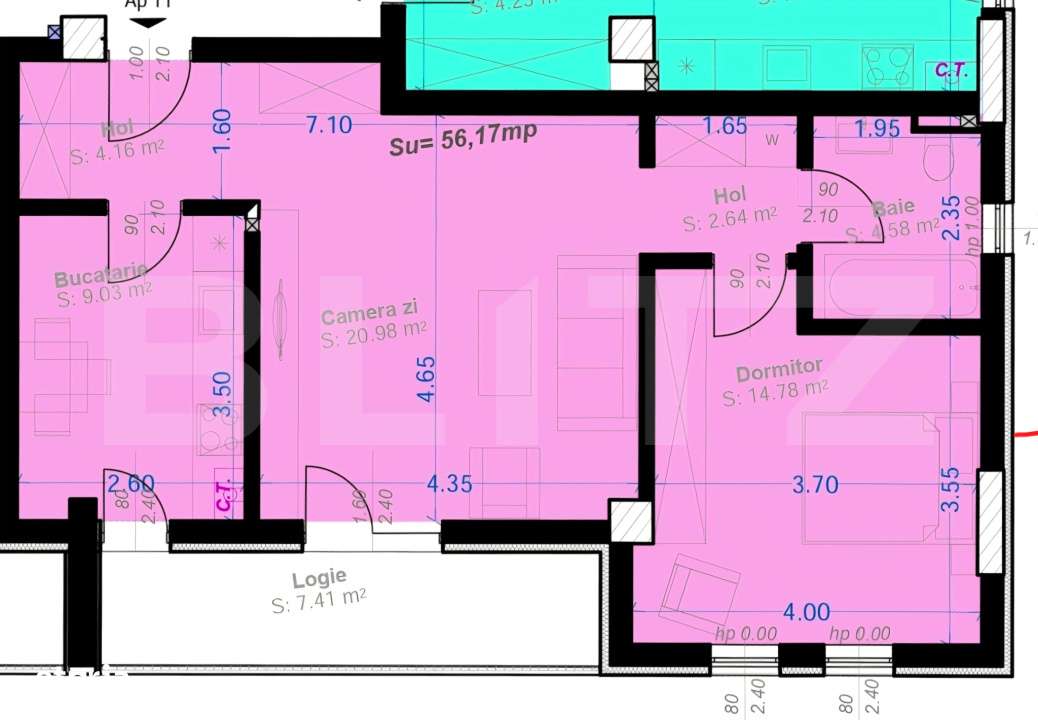Apartament 2 camere, 56.17 mp, zona Aradului — fotografia 1