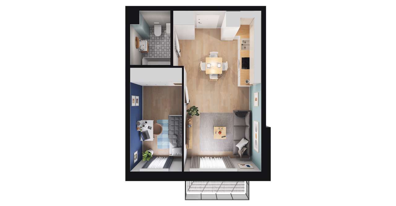 2-pokojowe mieszkanie 36m2 + balkon Bezpośrednio - Pełny obrazek: 2/8