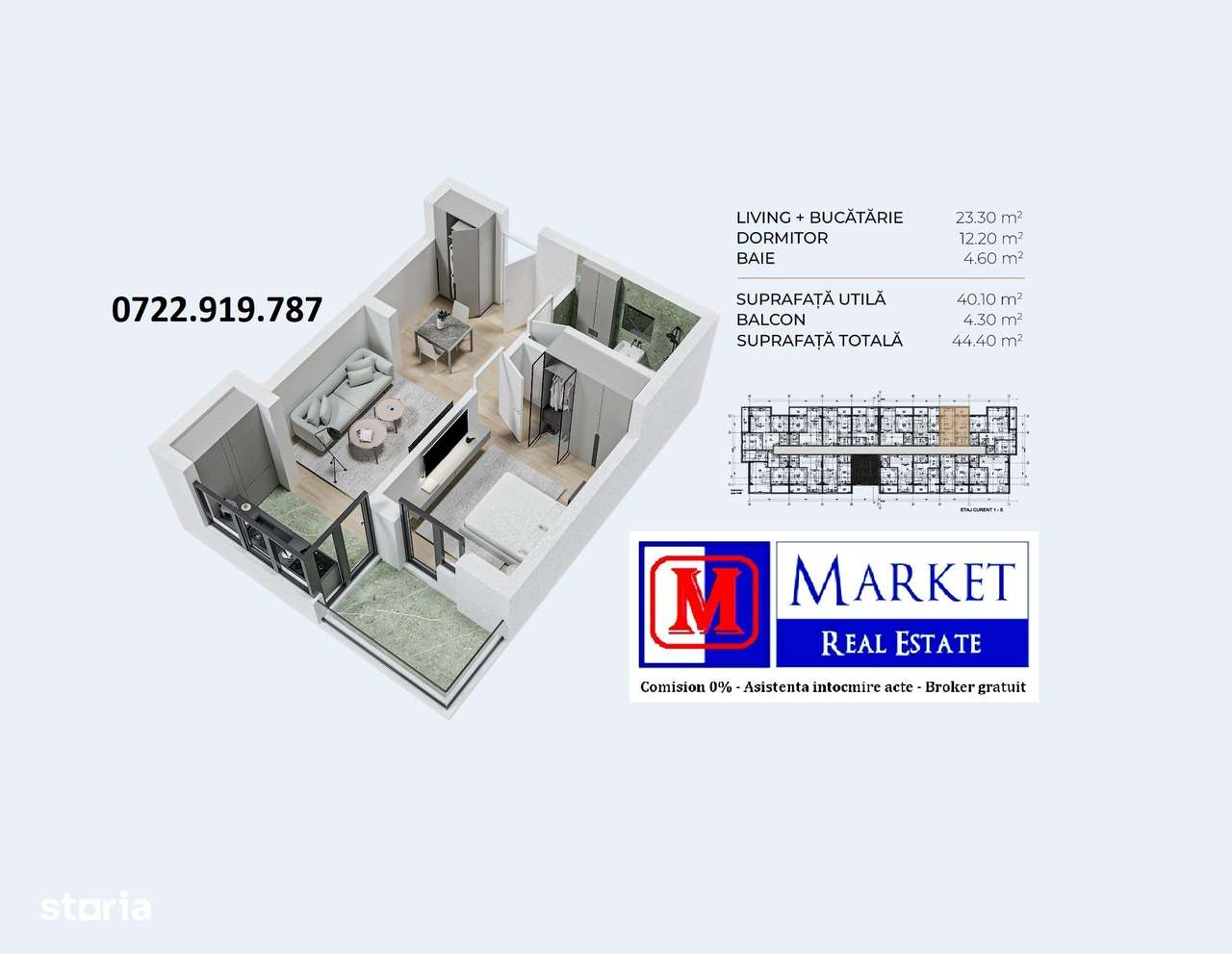 Apartament 2 camere (tip studio) - Metrou Berceni (1,2 km) - Imagine principală: 1/10